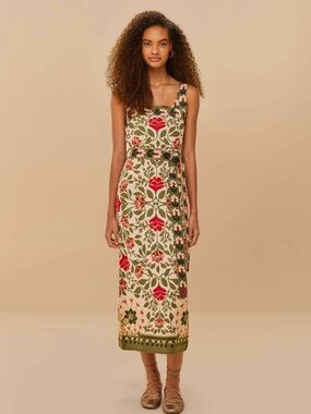 red pineapple bloom cut out midi dress FARM Rio | Dresses | Farm Rio Red Pineapple Bloom Cut Out Midi Dress